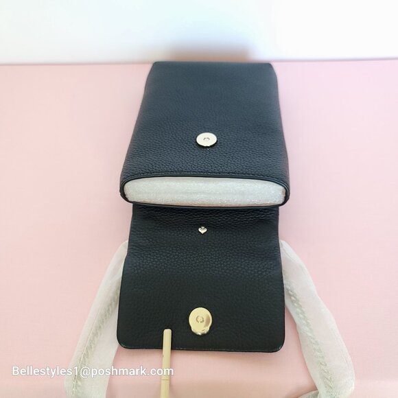 KATE SPADE Bradley North/South Pebbled Leather Phone Crossbody- Black color🎈⭐ - Picture 10 of 16